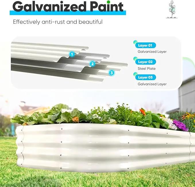 Quictent Galvanized Raised Garden Bed Kit, 6x3x1ft Oval Large Metal Outdoor Planting Box, Ground Planter Strengthened by Crossbar, Beige by GreenHaven Gardens