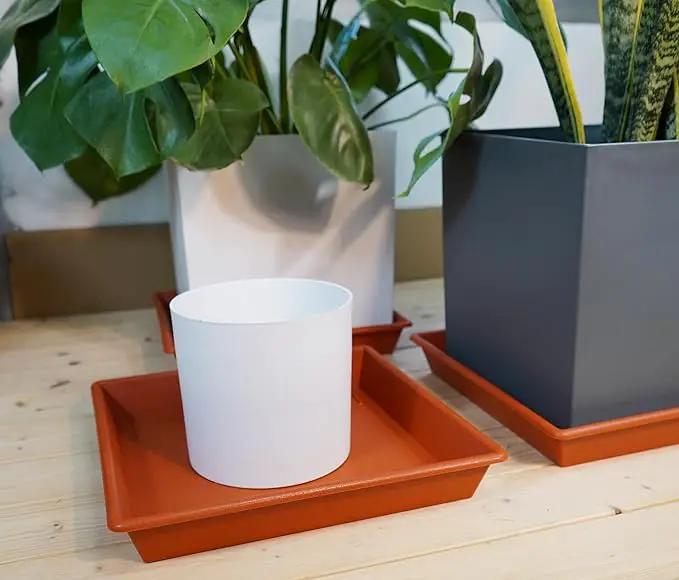 Square Plant Saucer 18 Inch 2 Pack, Large Plant Trays for Pots Heavy Duty Plastic Plant Saucers for Indoors Outdoors, Flower Pot Plant Drip Trays No Holes Terracotta Plant Lover Gardening Gifts by GreenHaven Gardens
