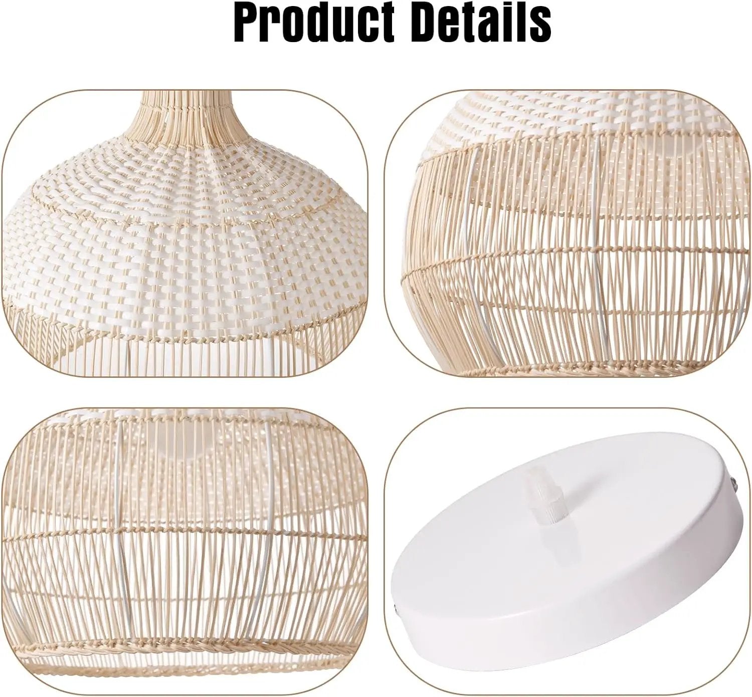 Arturesthome White Rattan Pendant Light for Kitchen Island Sink, Wicker Chandelier, Handmade Woven Hanging Ceiling Light Lampshade by GreenHaven Gardens