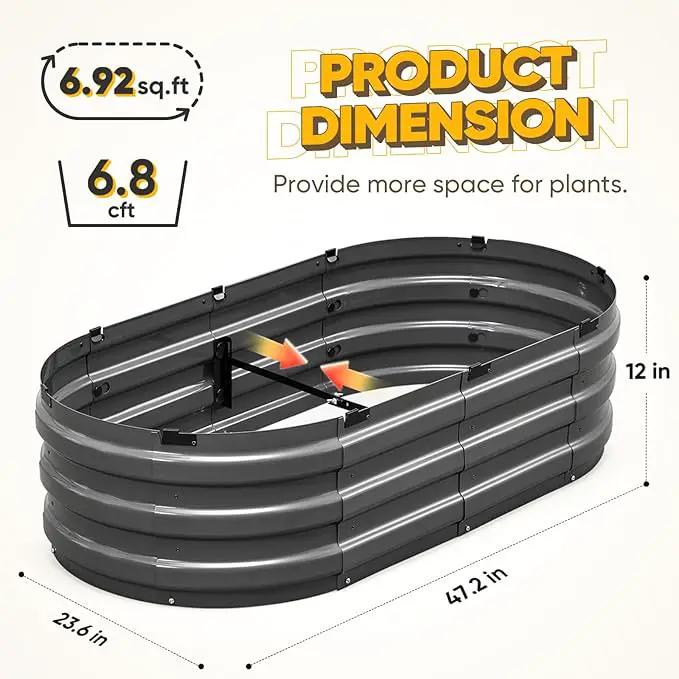 KING BIRD Raised Garden Bed Kit 2025 Upgraded 10-Minute Assembly Galvanized Planter Garden Box Outdoor for Gardening, Vegetables, Flowers, 47x24x12 in, Dark Grey by GreenHaven Gardens