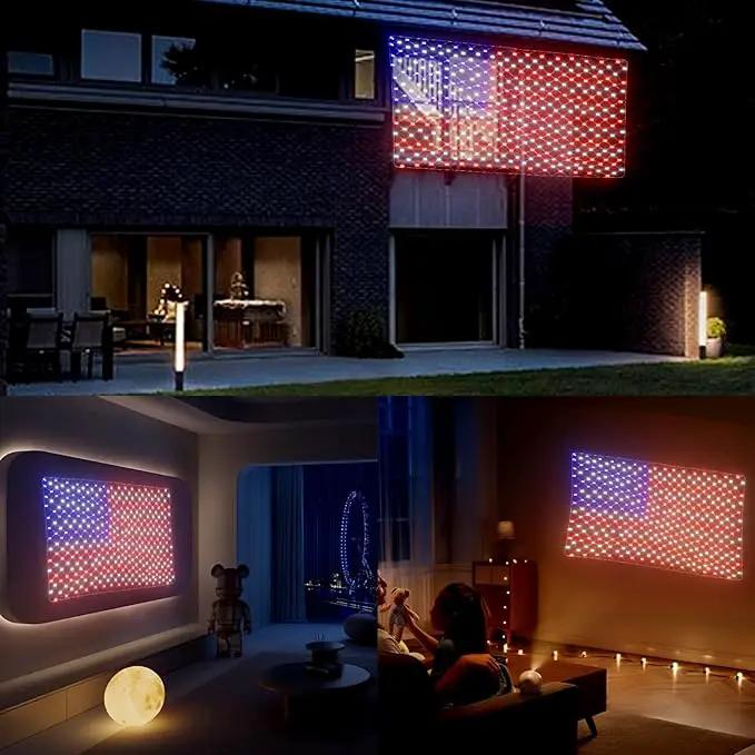 Leisure world 384 LED American Flag Net Lights for Outdoors, 6.6 FT x 3.3 FT Light Up American Flag, American Led Flag Patriotic Lights for Camper, Yard, Garden Memorial Day, Christmas Decorations by GreenHaven Gardens