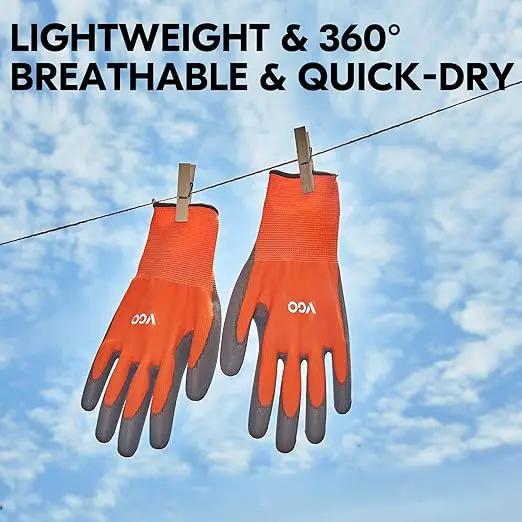 Vgo... 15-Pairs Safety Work Gloves, Gardening Gloves, Polyurethane Coated, Dipping Gloves, Latex Free (Size M,Orange, PU2103) by GreenHaven Gardens