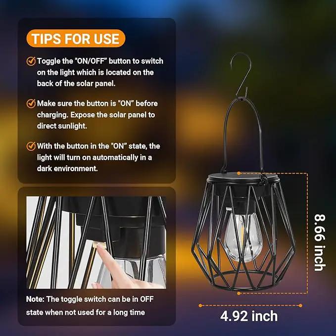 Solar Lanterns Outdoor Waterproof, Upgraded Powered Hanging Solar Lights for Outside, Auto On/Off, Brighter Hanging Outdoor Decor Lights for Yard Garden Patio Pathway 2 Pack by GreenHaven Gardens
