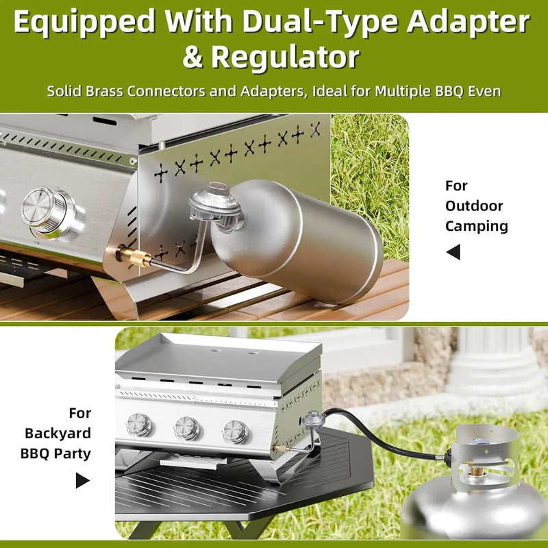 3-Burner Stainless Steel 2-in-1 Tabletop Grill and Griddle Combo, 24,000 BTU Portable Flat Top Propane Gas Grill for Commercial BBQ, Outdoor Cooking, Camping, Tailgates & Backyard by GreenHaven Gardens