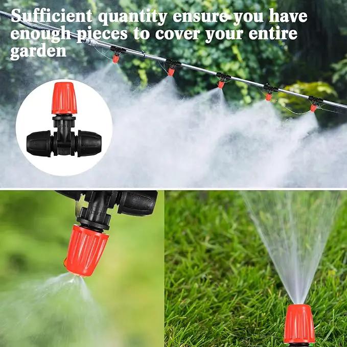 36 Pcs 1/2" to 1/4" Drip Irrigation Fittings Kit Barbed Tee Connector 2 4 6 Way Locked Tee Easy Connector Tubing End Plug Misting Nozzle Irrigation Hose Adapter for Lawn Plant System by GreenHaven Gardens