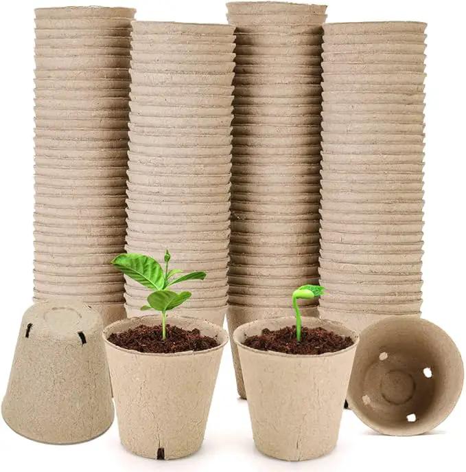 Peat Pot, 126 Packs 3.15 Inch Seed Starting Pots with Drainage Holes Round Nursery Pot, Biodegradable Round Plant Seed Starter Peat Pots Germination Seedling Trays by GreenHaven Gardens