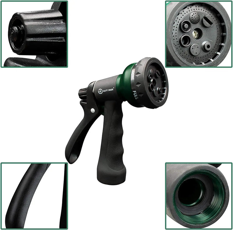 AUTOMAN Garden Hose Nozzle 2PK, ABS Water Spray Nozzle with 7 Adjustable Patterns, Slip Resistant for Watering Plants, Lawn, Garden, Washing Cars, Cleaning, Showering Pets & Outdoor Fun by GreenHaven Gardens