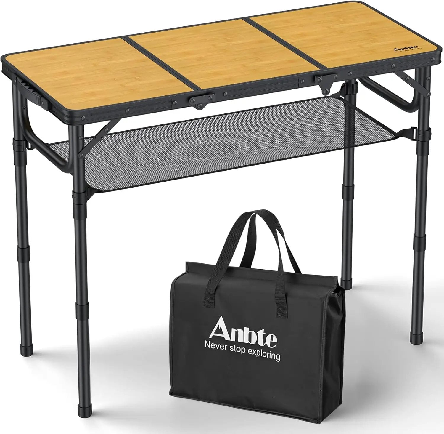 3ft Camping Table Foldable with Storage Net and Bag, 3 Adjustable Heights High 27.5" Aluminum Camping Table, Portable, for Outdoor Indoor Backyard BBQ Cooking Party Picnic Beach, Yellow by GreenHaven Gardens