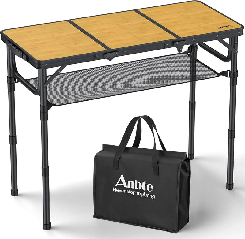 3ft Camping Table Foldable with Storage Net and Bag, 3 Adjustable Heights High 27.5" Aluminum Camping Table, Portable, for Outdoor Indoor Backyard BBQ Cooking Party Picnic Beach, Yellow by GreenHaven Gardens