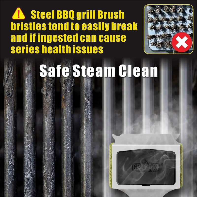 GRILLART Grill Brush Bristle Free, Replaceable BBQ Cleaning Head (No Handle), Safe Replacement Cleaning Pad for Cast Iron/Stainless-Steel Grates - Black by GreenHaven Gardens