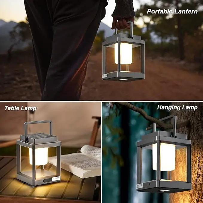 Solar Lantern Outdoor Table Lamp: Portable Waterproof LED Light - Hanging Rechargeable Lights for Patio Camping by GreenHaven Gardens