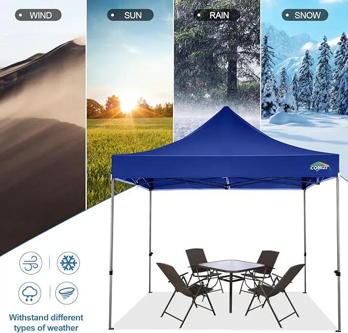 COBIZI 10x10 Pop Up Canopy Tent 10x10 Easy up Canopy, Heavy Duty Outdoor Canopy UPF 50+ All Weather Waterproof Instant Party Tents for Parties Gazebo with Handbag, Navy Blue(Windproof Upgraded) by GreenHaven Gardens