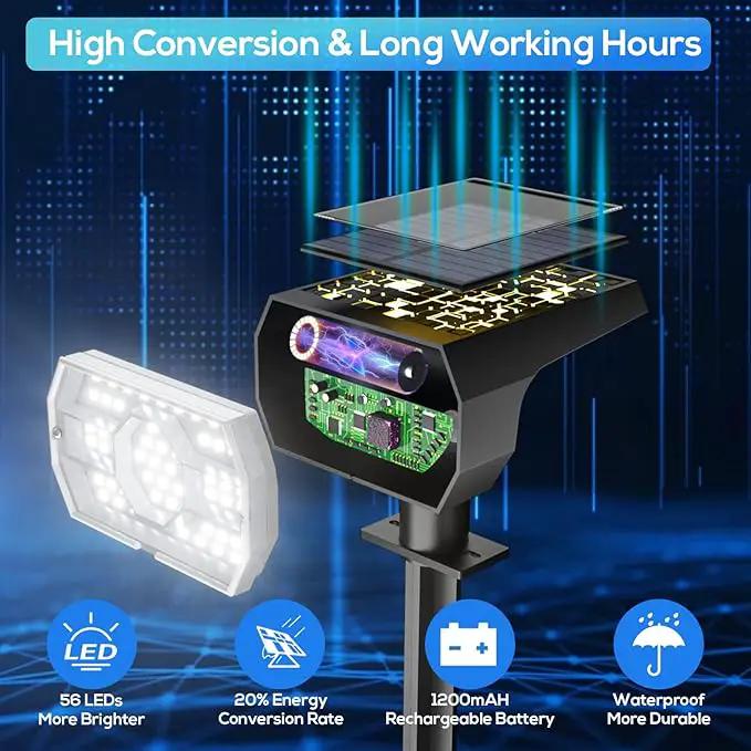 NYMPHY Solar Lights Outdoor Waterproof IP68, 56 LED 3 Lighting Modes Solar Powered Garden Yard Spot Solar Lights for Outside Landscape- 6 Pack (Cool White) by GreenHaven Gardens