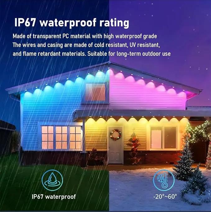 50ft Permanent Outdoor Lights for House, IP67 Waterproof RGB+IC LED Eaves Lights, 54 Scene Modes Outdoor Lighting for Christmas Garden Party Holiday Decorations, with App/Remote Control by GreenHaven Gardens