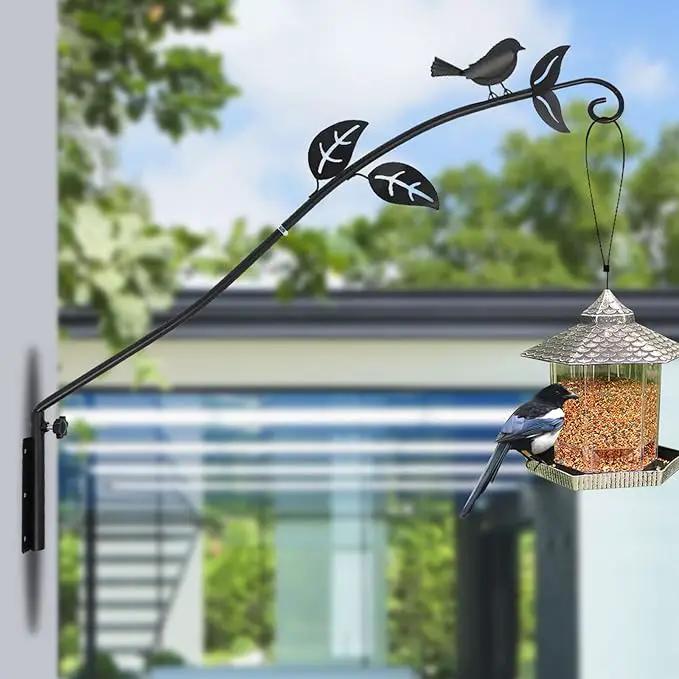 MorTime Extended Reach Wall Mounted Deck Hook, 26.5 Inches Multidirectional Heavy Duty Metal Bird Wall Bracket Wall Mounted Pole for Outdoor Lanterns Wind Chimes Bird Feeders by GreenHaven Gardens