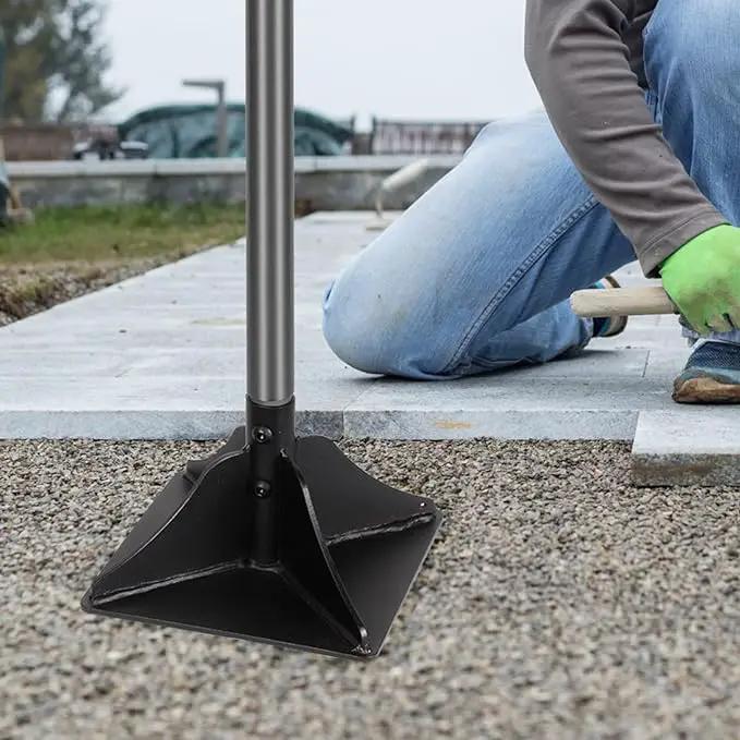Walensee Steel Tamper with 48 inch Handle 8"x8" Garden Rubber Grip for Laborsaving All-Steel Heavy Duty Ideal Tool Leveling Ground Installing pavers and Repairing Blacktop by GreenHaven Gardens