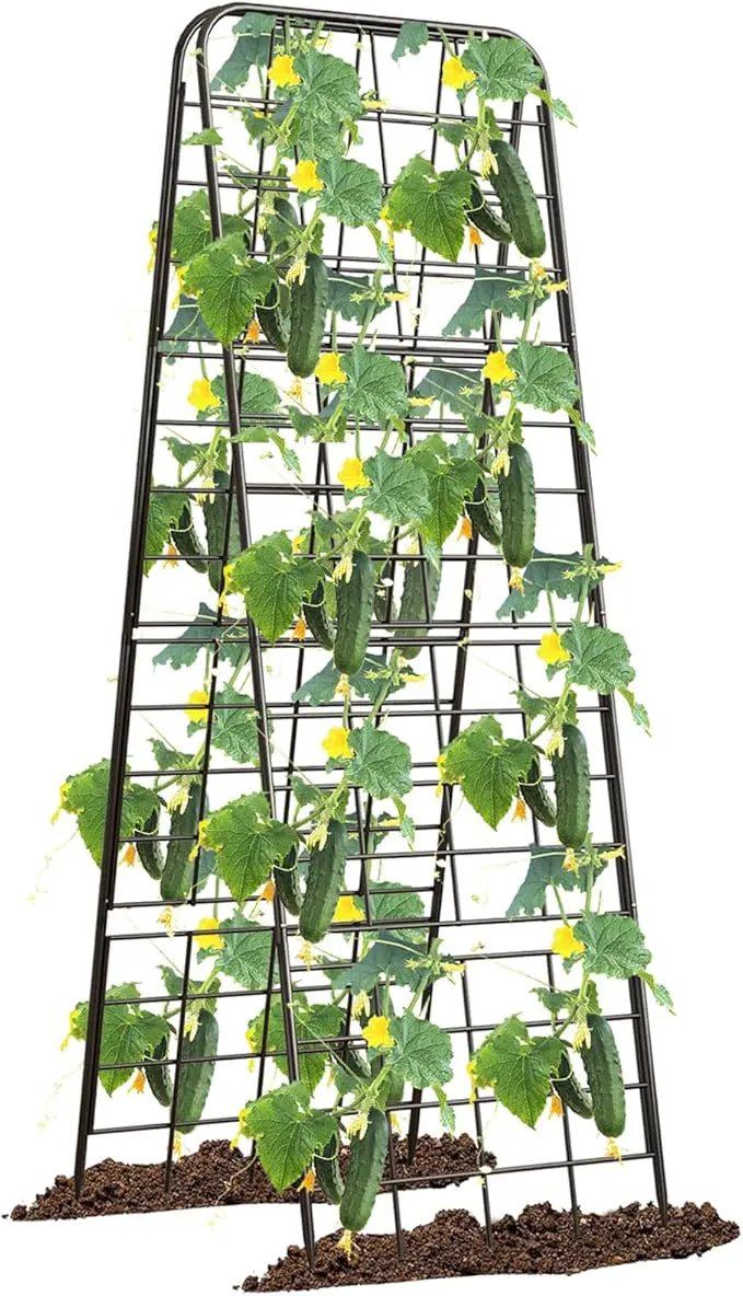 Heavy Duty 50"x17" Adjustable A-Frame Trellis for Climbing Plants – Rust-Proof Metal Garden Trellis with Dense Grid Design, Perfect for Raised Beds, Tomatoes, Cucumbers & Outdoor Vines (Black, 1 Pcs) by GreenHaven Gardens