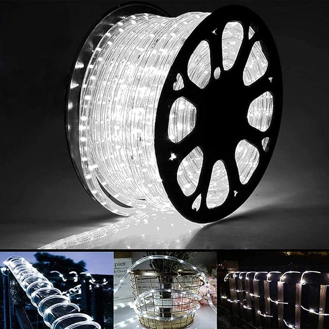 200ft LED Rope Lights Outdoor, 1440 LED Flexible Tube Lights with 8 Modes, Waterproof LED Rope Lighting for Outside, Garden, Patio, Bedroom, Party, Pool, Fences, Indoor Outdoor Decoration (White) by GreenHaven Gardens