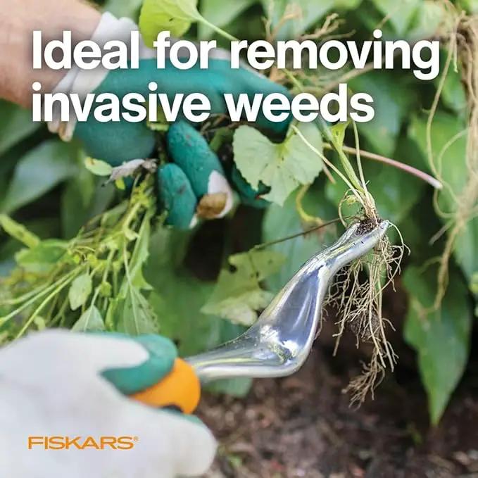 Fiskars Ergo Weeder Tool for Weeding, Heavy Duty Gardening Hand Tool with Ergonomic Handle and Hanging Hole for Storage, Remove Weeds and Roots like Dandelions and Thistles by GreenHaven Gardens