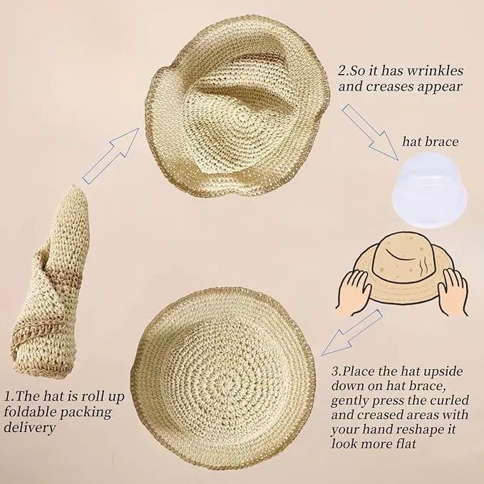 Floppy Big Beach Straw Hats for Women Foldable Summer Wide Brim Packable Sun Hat Womens Travel Straw Fedora Hat by GreenHaven Gardens