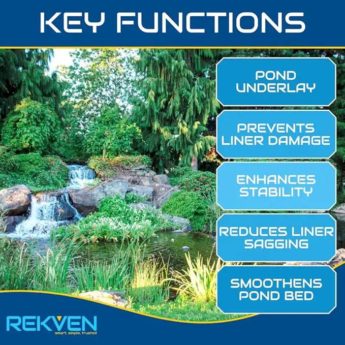 10 x 15 Feet Pond Liner Underlayment Non Woven Geotextile with 15 U-Pins by GreenHaven Gardens