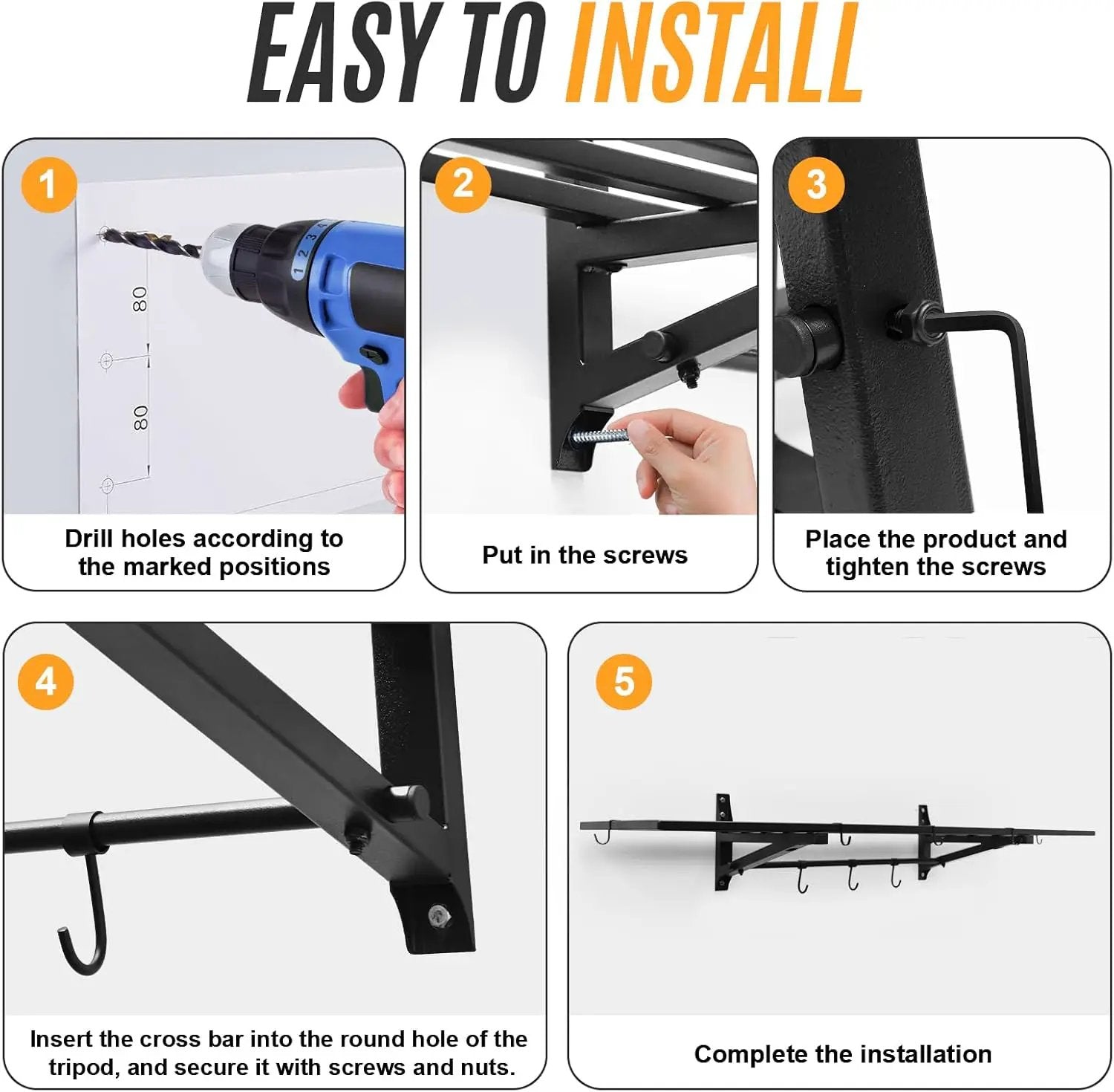 2-Pack 1.6X4 FT Garage Shelving Wall Mounted Holds Up to 800 Lbs Heavy Duty Wall Shelf, Black Metal Floating Adjustable Wall System Shelves for Garage Storage, Shed by GreenHaven Gardens