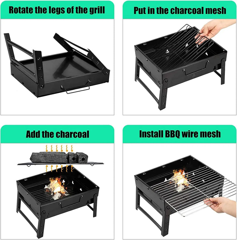 Barbecue Grill Portable BBQ Charcoal Grill Smoker Grill for Outdoor Cooking Camping Hiking Picnics Backpacking by GreenHaven Gardens