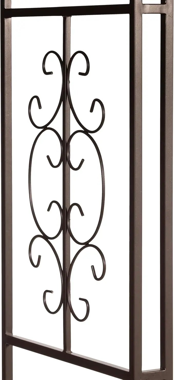 Evergreen Plow & Hearth Montebello-Gunmetal Garden Arbor - 7 Feet Tall | Slim Metal Arch with Iron Trellis for Climbing Plants | Elegant Wedding Arbor | Outdoor Patio & Garden Decor by GreenHaven Gardens