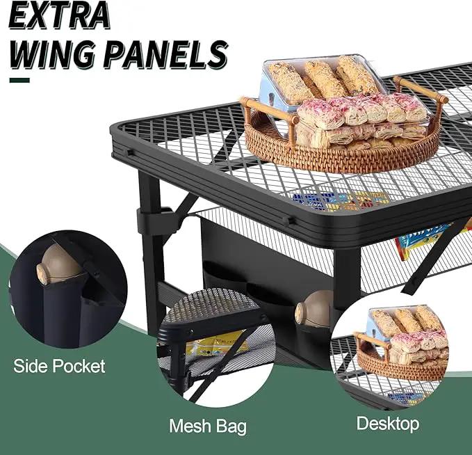 Folding Table, 2x1.3 FT Camping Table with Mesh Desktop,Folding Grill Table with Mesh Bag,Portable Outdoor for Picnic,Camping,BBQ,Beach(Black) by GreenHaven Gardens