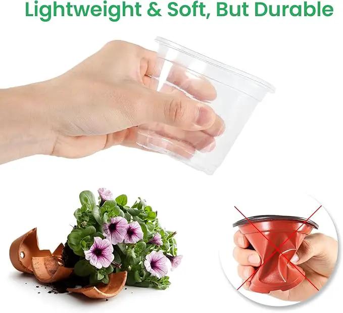 36 Packs 5/4/3.5 Inch Reinforced Clear Nursery Pots with Drainage Hole, Transparent Variety Pack Plastic Plant Pot Seedling Planter Seed Starter Flower by GreenHaven Gardens