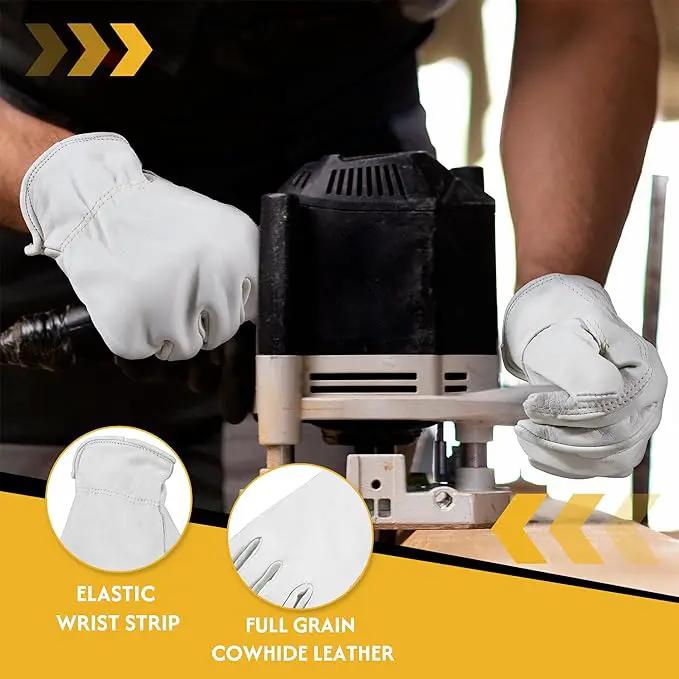 HLDD HANDLANDY Leather Work Gloves for Men & Women, Adjustable Wrist Cowhide Gardening Glove with Reinforced Palm for Driver by GreenHaven Gardens