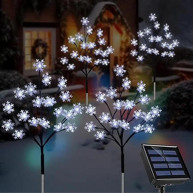 4-Pack 80LED Solar Snowflake Stake Lights - 8 Modes, Waterproof Outdoor Christmas Decorations for Garden, Yard, Pathway, Walkway by GreenHaven Gardens