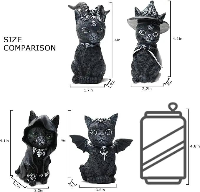 4PCS Set Cats Garden Decor Cat Gnome Statues for Outdoor Halloween Cat Figurine Cat Lover Idea Cute Cat homedecor Waterproof Figurines Lawn Ornaments by GreenHaven Gardens