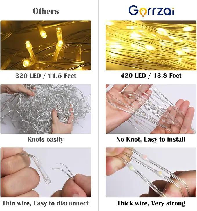 420 LED Outdoor Christmas Decorations Star String Lights Waterproof Christmas Tree Topper, 8 Lighting Modes Waterfall Lights for Tree Patio Garden Yard Party (Warm White) by GreenHaven Gardens