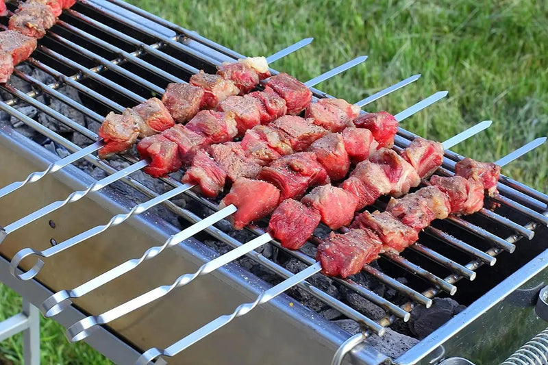 Shish Kabob Skewers, Kebab Skewers 17.7" Stainless Steel Reusable Flat BBQ Sticks for Meat Chicken Shrimp and Vegetable(10-Pack) by GreenHaven Gardens