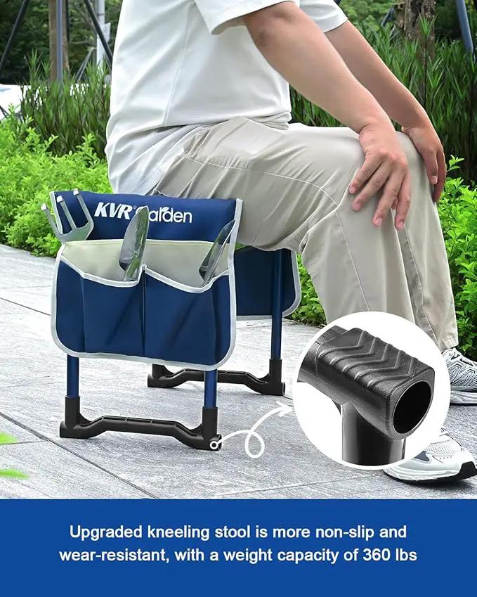 KVR Garden Kneeler and Seat Set 2025 Upgraded - Heavy Duty Foldable Bench Chair with 3 Tools & 2 Tool Pouch + Multi-Purpose Bag, Gardening Stool Gifts for Seniors, Women, Mom by GreenHaven Gardens