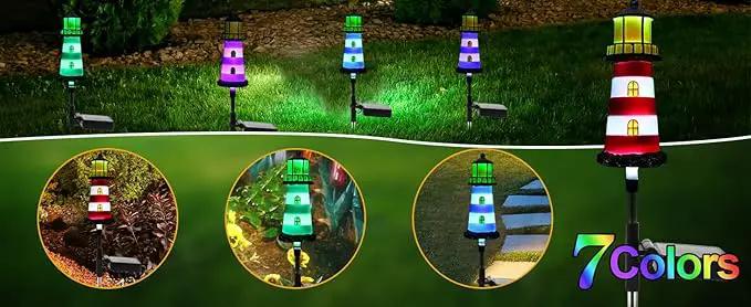 Lighthouse Solar Lights, 4 Pack Solar Outdoor Waterproof Lights, Perfect for Your Garden, Yard, Flower Bed, Patio, Sidewalk, Driveway or Any Other Place by GreenHaven Gardens