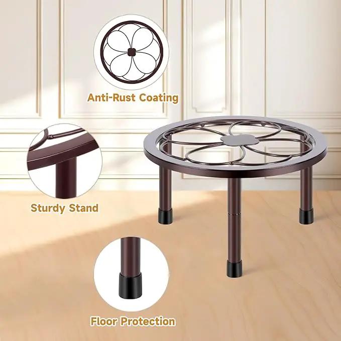 5 Pack Metal Plant Stand, Anti-Rust Iron Plant Stands for Indoor and Outdoor, Heavy Duty Flower Pot Stands for Multiple Plant, Black Potted Plant Holder for Garden Home (5 Pack Brown) by GreenHaven Gardens