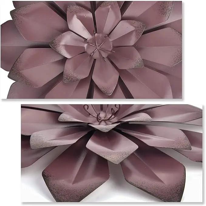EASICUTI Brown Metal Flower Wall Art Decor Hanging For Indoor Outdoor Home Bathroom Kitchen Dining Room Bedroom Living Room Office Or Wall Sculptures 12 Inch