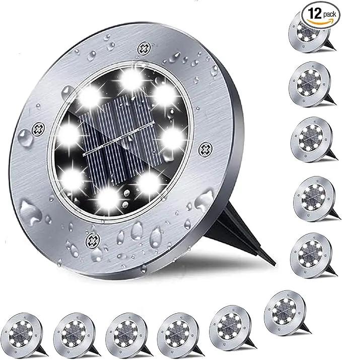 Solar Ground Lights, Waterproof Garden Upgraded Outdoor Bright in-Ground Landscape Lights for Pathway,Yard,Deck,Lawn,Patio,Walkway (12 Pack White Light) by GreenHaven Gardens