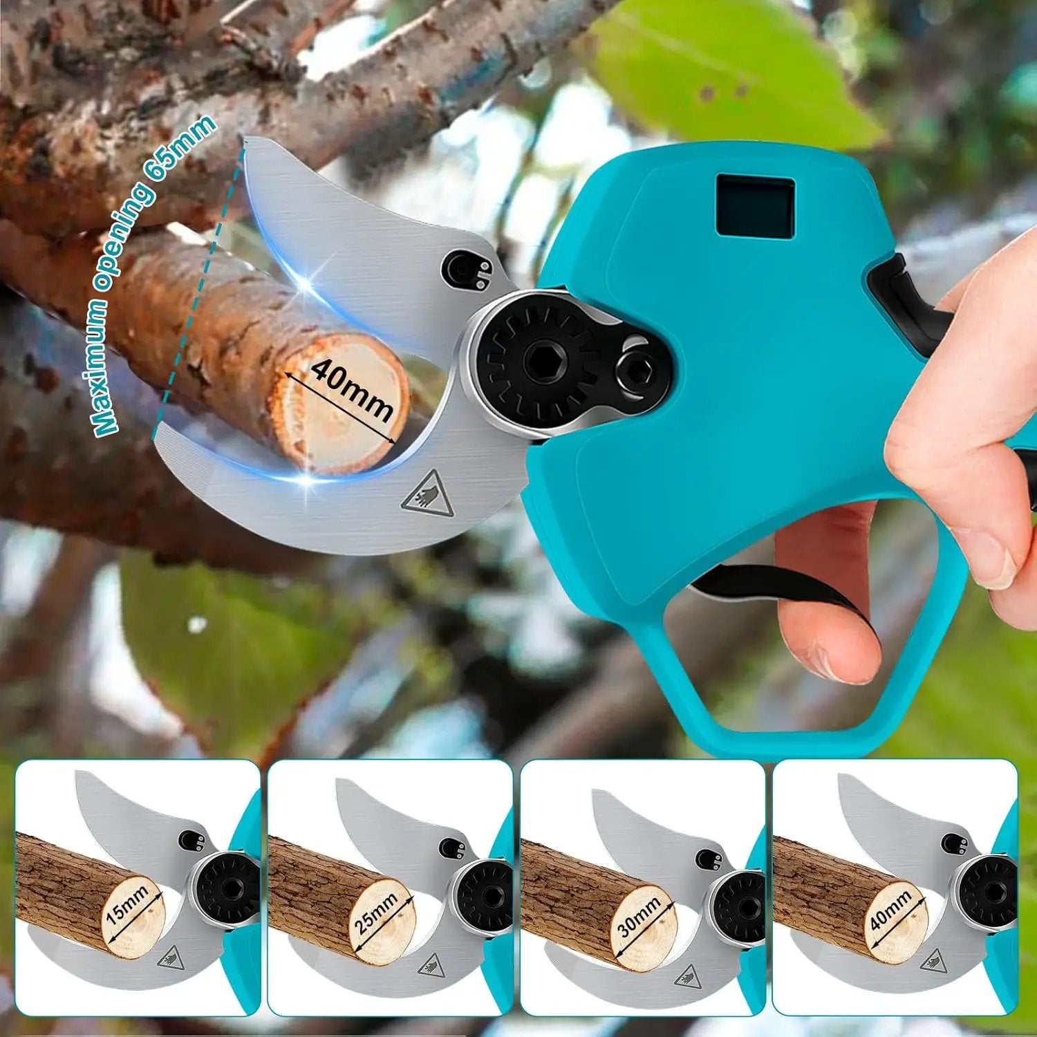 Electric Pruning Shears Compatible with Makita 18V Battery, 2.55“ (65mm) Cutting Diameter, Brushless Pruner Cutter with LED Display & SK5 Blades for Gardening Tree Pruning (Battery NOT included) by GreenHaven Gardens