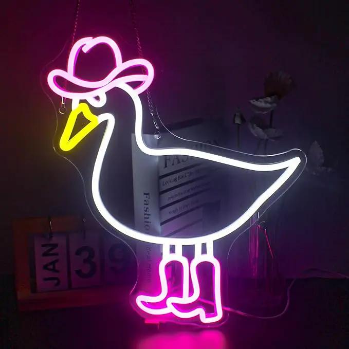 Cowboy Duck Neon Sign,Duck Neon Signs Cowgirl Boots Neon Signs for Wall Decor, USB Connectivity Pink LED Signs for Bedroom Living Room Kids Room Home Bar Birthday Party by GreenHaven Gardens