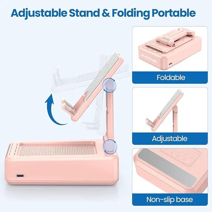 JTEMAN Portable Wireless Bluetooth Speakers with Phone Stand,Gifts for Women and Men,Birthday Christmas for Women Men,Kitchen Gadgets for Men,Compatible for iPhone/Samsung/Mini iPad - Pink by GreenHaven Gardens