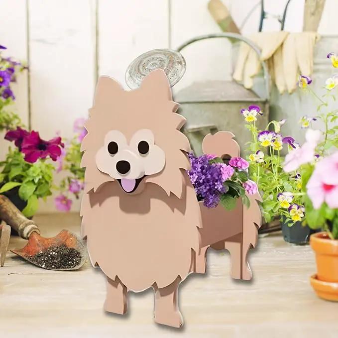 Brown Pomeranian Dog Planter Plant Pots,Cute Garden Dog Flower Planter,Large Dog Planters Birthday Gifts for Women,Office,Indoor/Outdoor Decor(9.84 * 8.66 * 16in) by GreenHaven Gardens