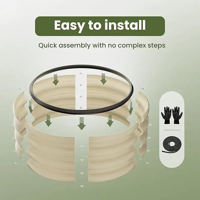 ZXZYHFTY Round Galvanized Raised Garden Bed kit,White Outdoor Garden Raised Planter Box, Round Large Metal Raised Garden Beds for Vegetable 2 * 2 * 1ft 1Pack by GreenHaven Gardens
