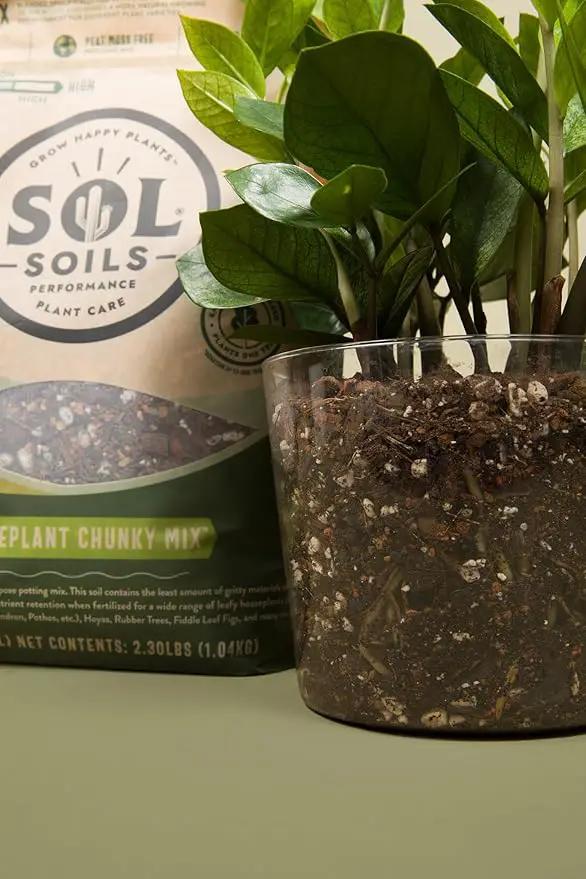 Sol Soils Chunky Houseplant Mix - Fast Draining Soil for Indoor Plants with Coco Coir Chips, Perlite, & Pumice, 1 Gallon by GreenHaven Gardens