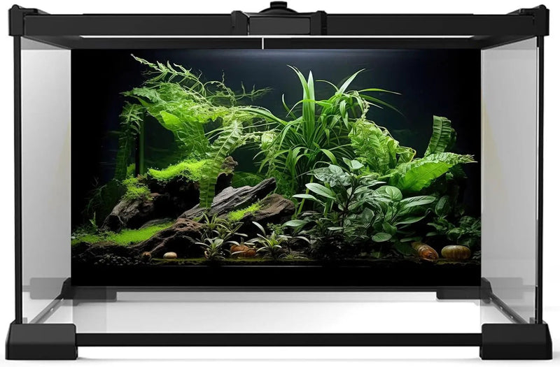 Aquarium Background Freshwater Green Plants Terrarium Background Aquatic Underwater Sea Grass Tank Background Wood Root Rock with Moss Jungle Style Fish Tank Background Poster Wallpaper 24x12in by GreenHaven Gardens