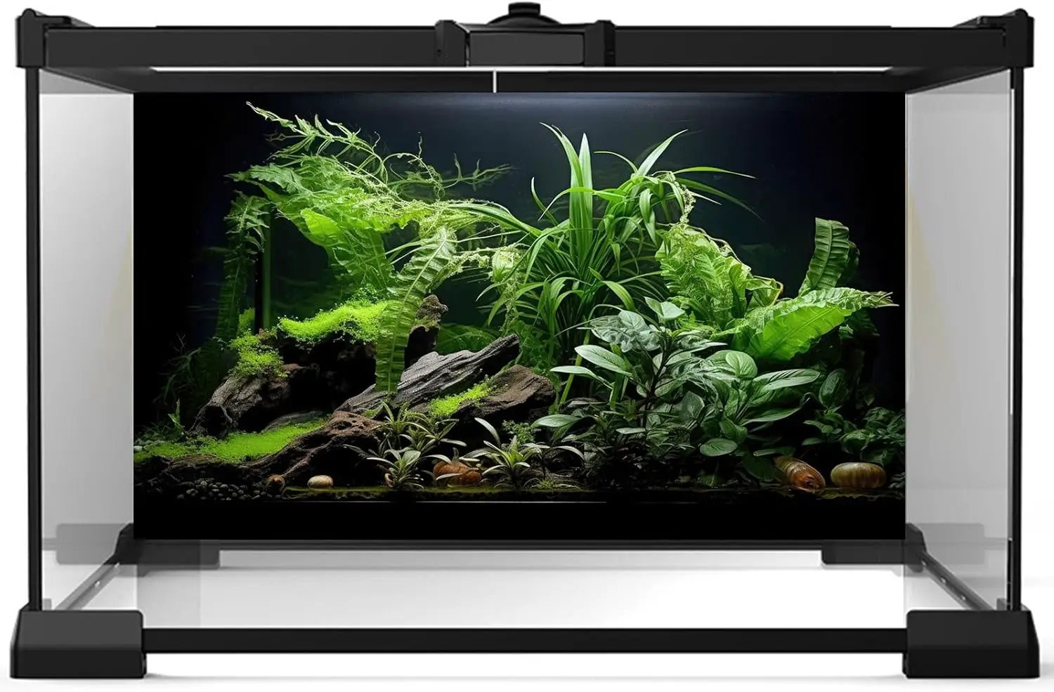 Aquarium Background Freshwater Green Plants Terrarium Background Aquatic Underwater Sea Grass Tank Background Wood Root Rock with Moss Jungle Style Fish Tank Background Poster Wallpaper 72x24in by GreenHaven Gardens