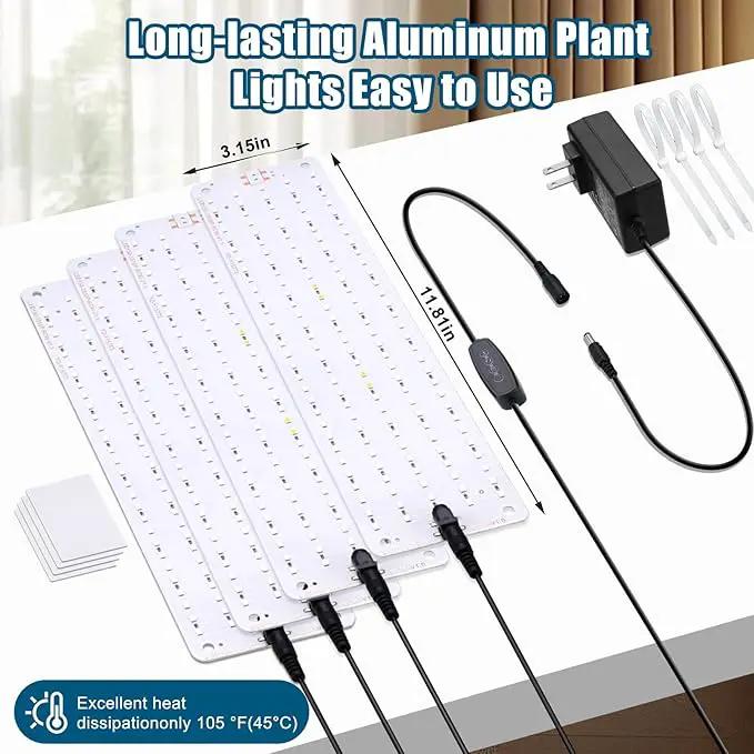 LED Grow Lights for Indoor Plants Full Spectrum,600LEDs Full Spectrum Red Bule Grow Lights for Under Cabinet Plant, Grow Lamp with 3/6/12H Timer,6 Dimmable Levels,Grow Lights for Shelves 4 Panel by GreenHaven Gardens