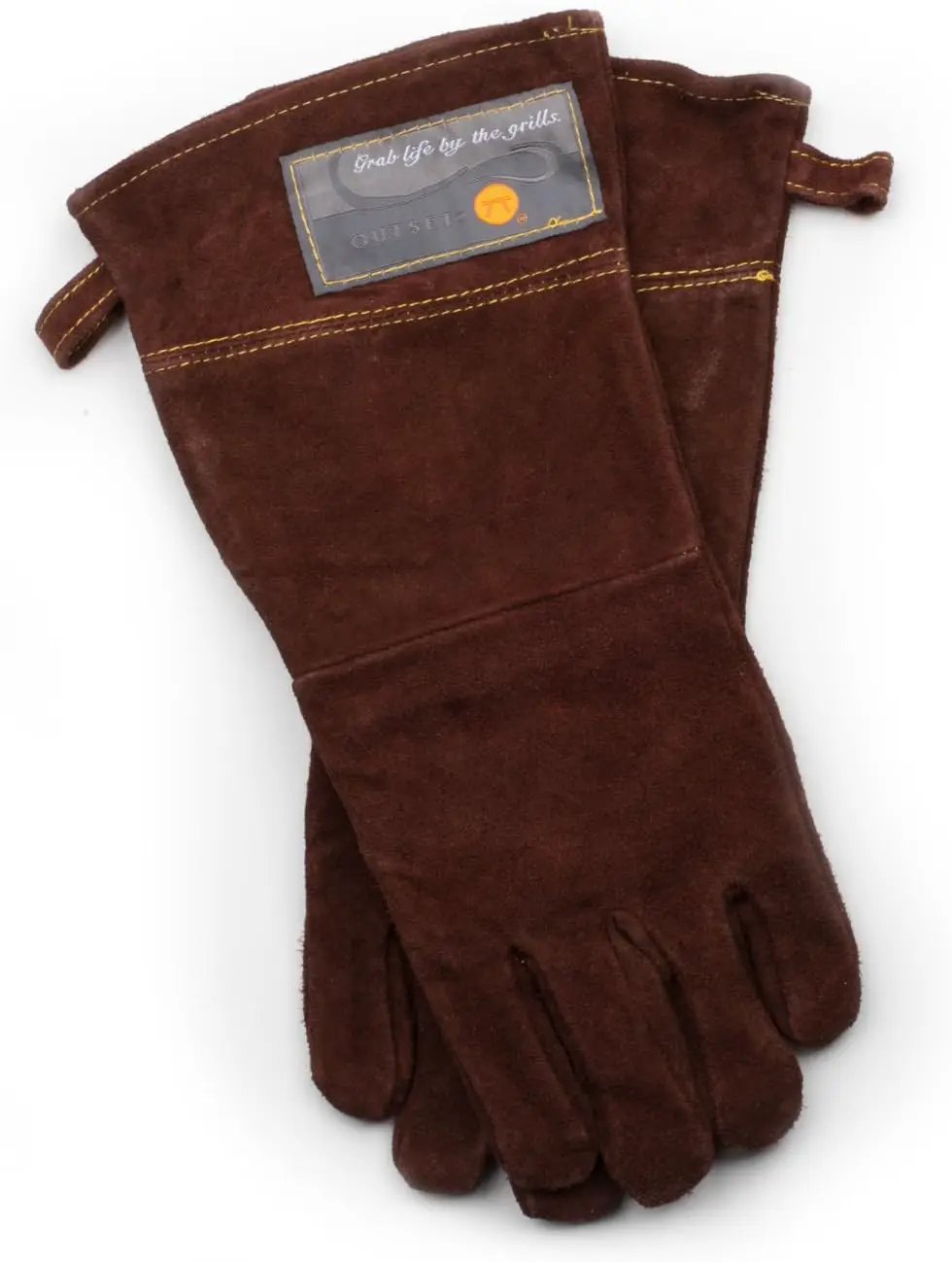 Outset Leather Grill Gloves, Set of 2 Brown Leather BBQ Gloves by GreenHaven Gardens